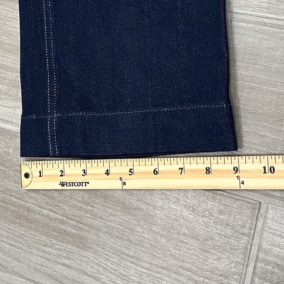 Guess 80's Straight High Rise Jeans in Refined Rinse Dark Indigo Wash Denim - Picture 16 of 16